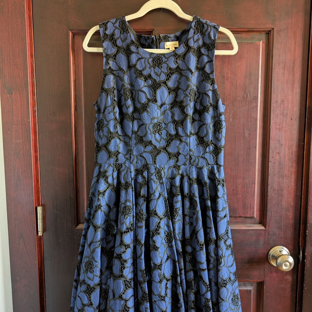 Blue and Black Floral Lace Dress